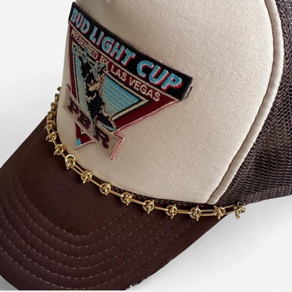 PBR BUD LIGHT CUP Las Vegas Trucker Patch Hat & Gold Chain Trending - Picture 3 of 6